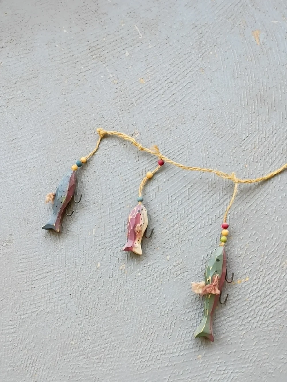 Handcrafted Multicolor Fish Garland Wall Hanging - Nautical Fish Decor
